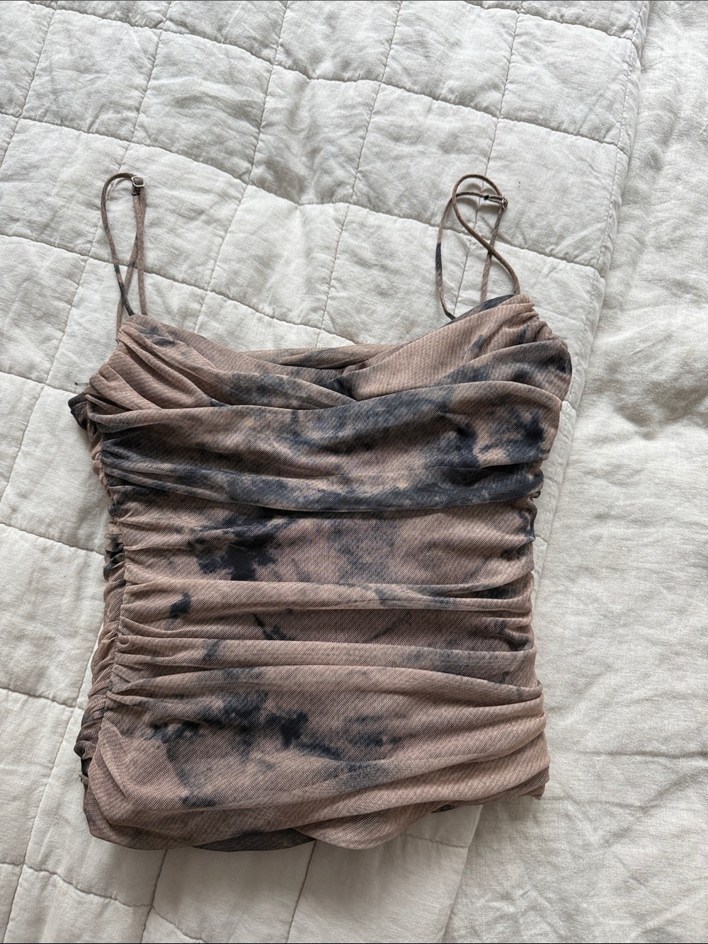 Zara Taupe Camisole with Charcoal Tie-Dye